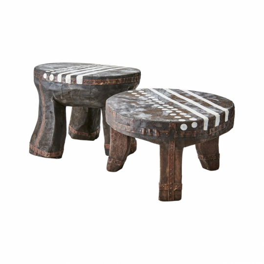 Kruk 'Treasure' rond 30cm - Bruin/zwart