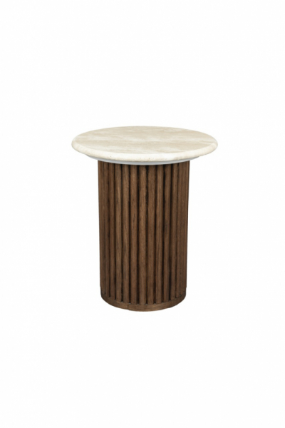 Bijzettafel 'Arda' - Noten/travertin
