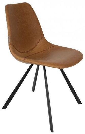 Stoel 'Franky' - Cognac/Staal