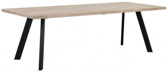 Eettafel 'Fred' 240x100cm - Witgeolied Eiken/Zwart