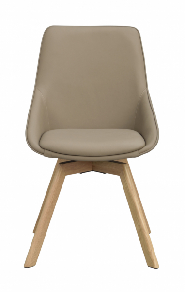 Stoel 'Alison' Leer - Beige/eik
