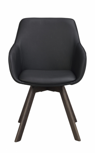 Armstoel 'Alison' Leer - Zwart/bruin