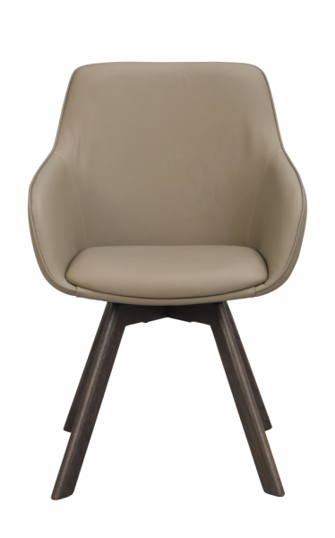 Armstoel 'Alison' Leer - Beige/bruin