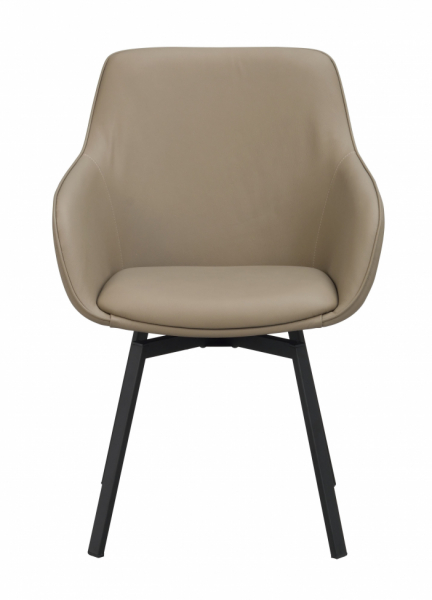 Armstoel 'Alison' Leer - Beige/zwart