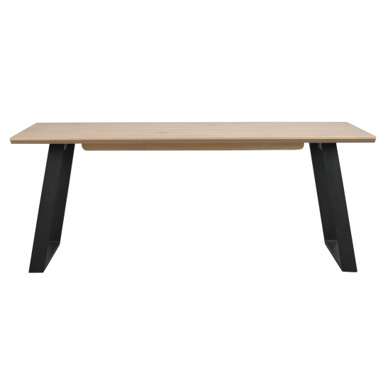 Eettafel 'Melville' 210x95cm - Witgeolied Eiken/Zwart