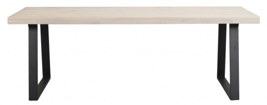 Eettafel 'Brooklyn' 220x95cm - Witgeolied/Zwart U-poot