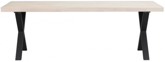 Eettafel 'Brooklyn' 220x95cm - Witgeolied/Zwart X-poot