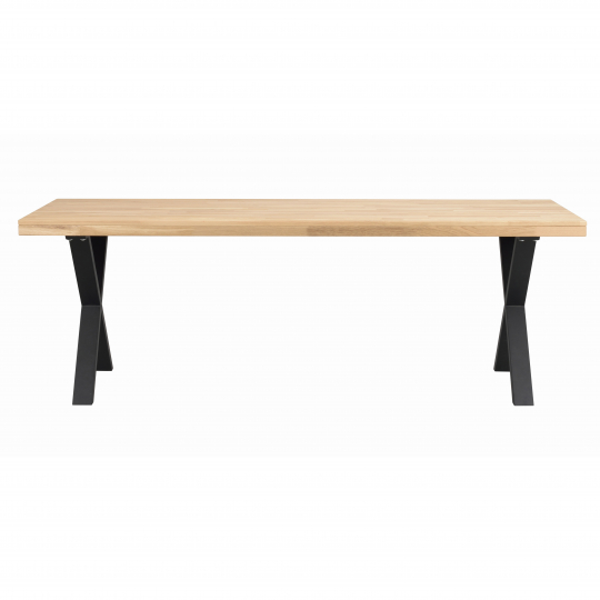 Eettafel 'Brooklyn' 220x95cm - Eik/Zwart Zwart X-poot