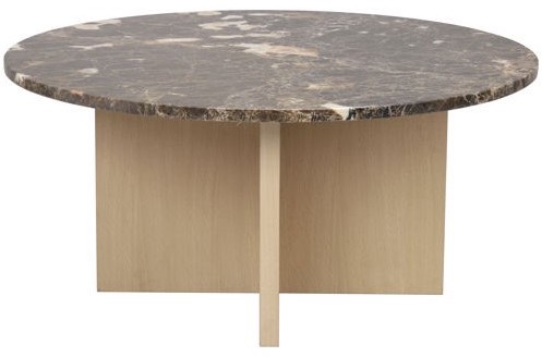 Salontafel 'Brooksville' Rond 90cm - Bruin/Witgepigmenteerd
