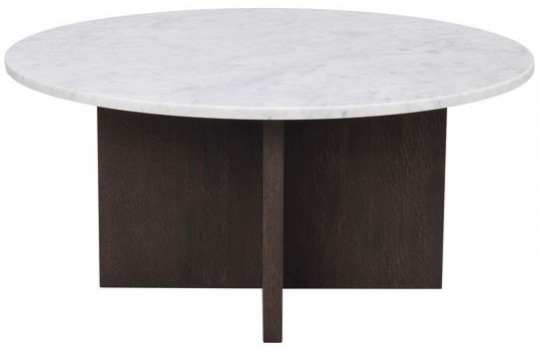 Salontafel 'Brooksville' Rond 90cm - Wit/Bruin
