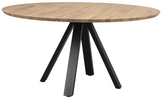 Eettafel 'Carradale' Rond 150cm - Eiken/Zwart V-poot