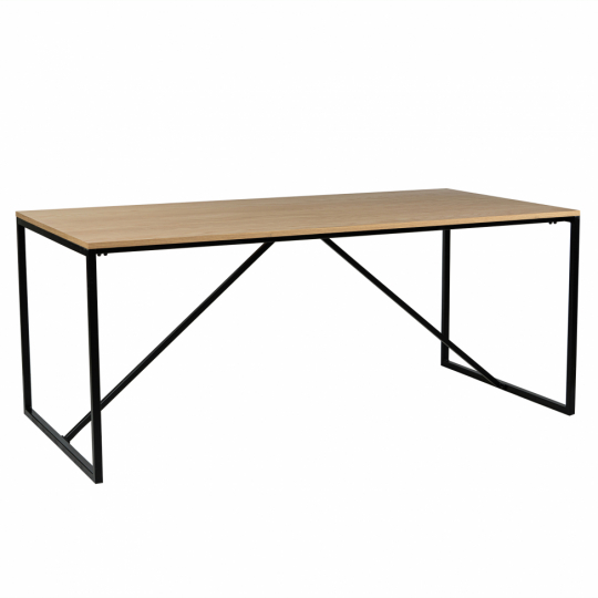Eettafel 'Vega' 180x90cm - Natuurlijk/Zwart