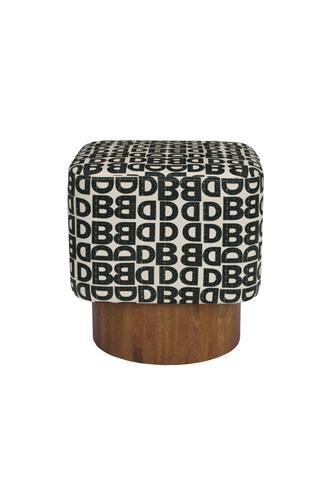 Hocker 'Monogram' - Zwart/Wit