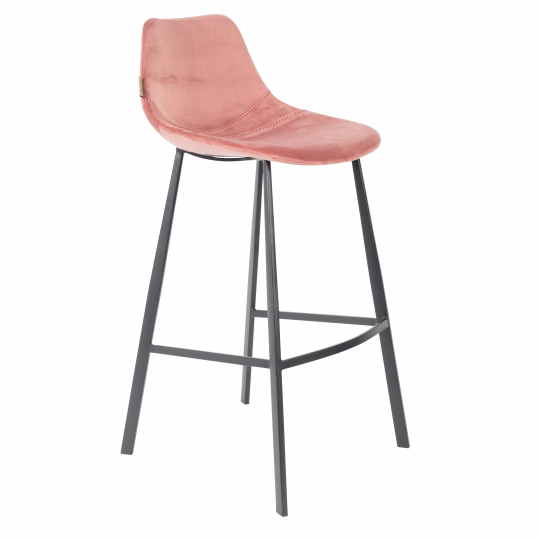 Barstoel 'Franky' L - Roze/Velours