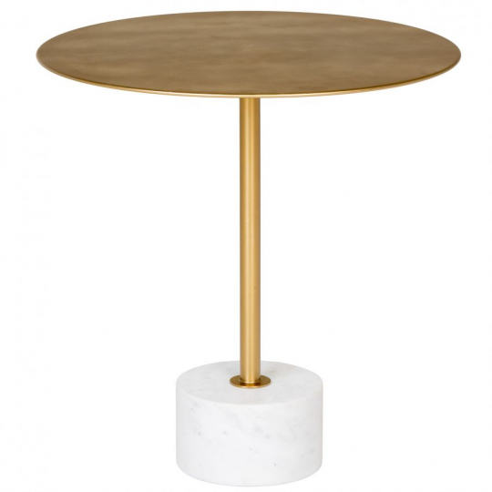 Bijzettafel 'Lecco' Rond 51cm - Marmer/Messing