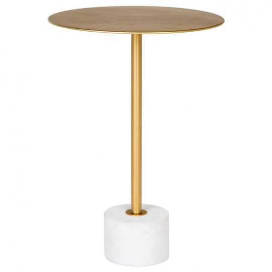 Bijzettafel 'Lecco' Rond 41cm - Marmer/Messing