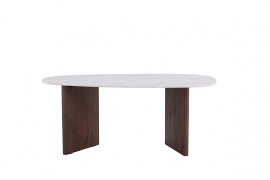 Eettafel 'Grums' 180x90cm - Bruin/Marmel