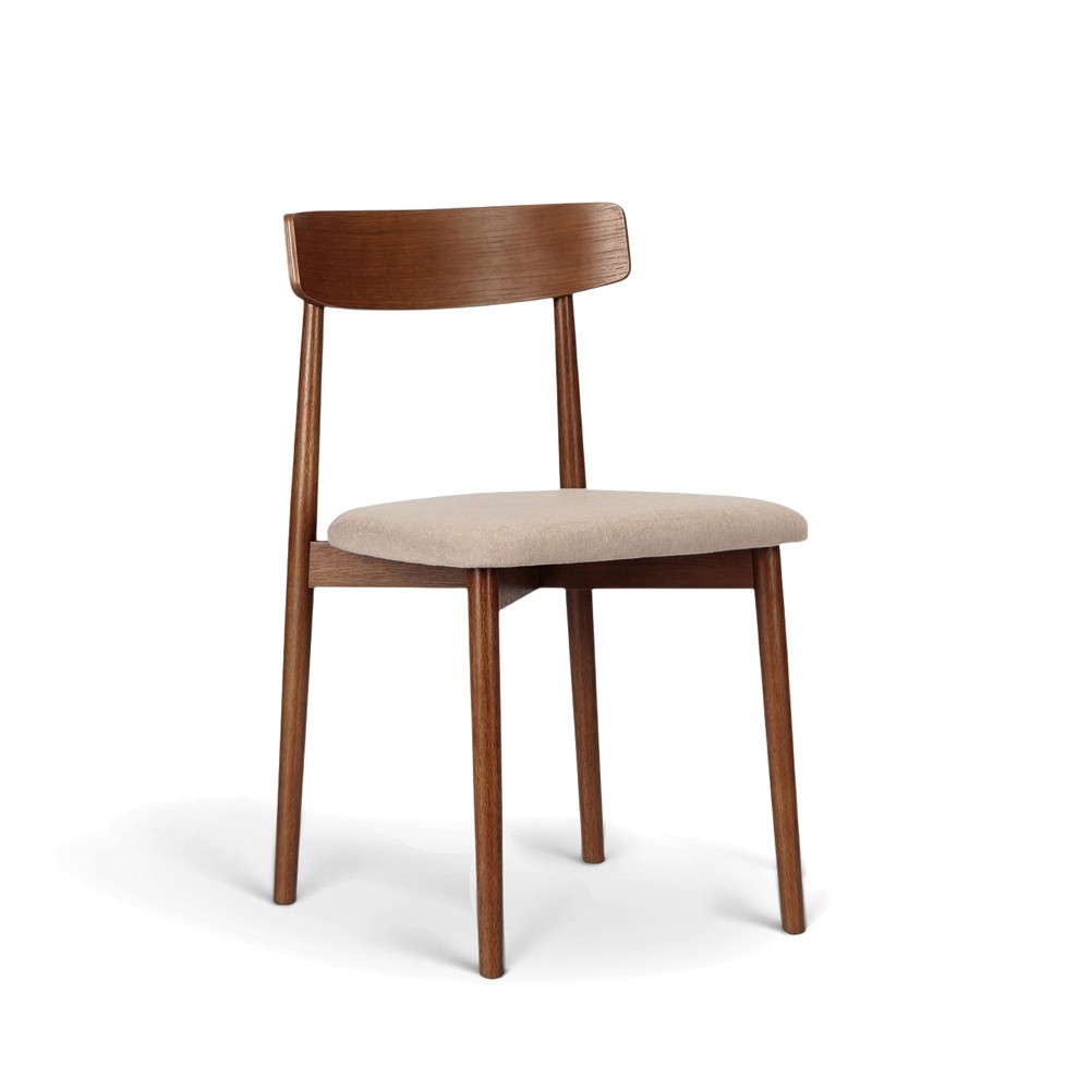 Stoel 'Ystad' - Noten/beige