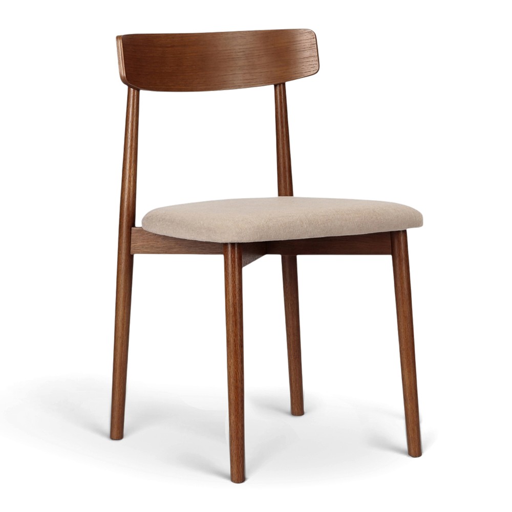 Stoel 'Ystad' - Noten/beige