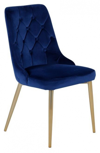 Stoel 'Elverum Deluxe' - Blauw/Messing