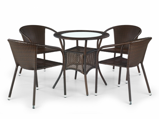 Buiten tafel 'Midas' Rond 74cm - Kunstrotan/bruin