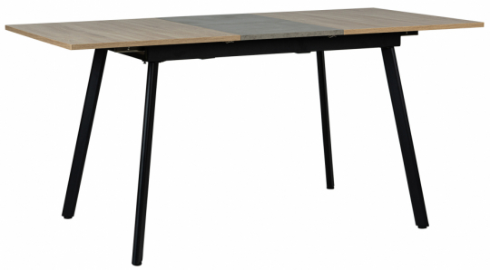 Eettafel 'Albon' 120-160x80cm - Zwart/Eik