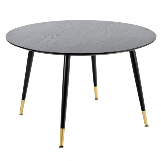 Eettafel 'Noir' Rond 120cm - Zwart/Goud
