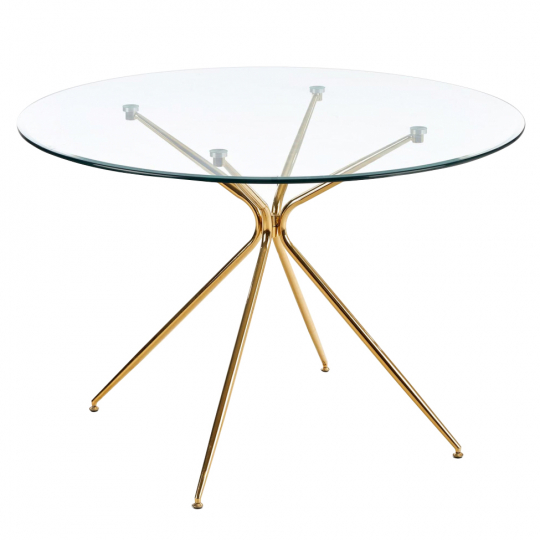 Eettafel 'Rondo' Rond 110cm - Transparant/Goud