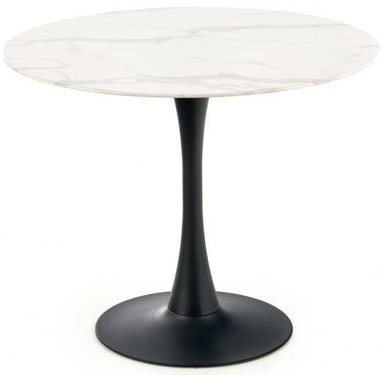 Eettafel 'Ambrosio' Rond 90cm - Wit/Zwart