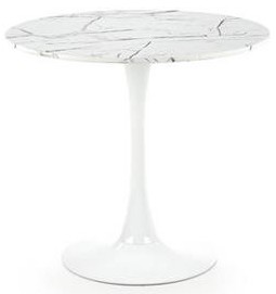Eettafel 'Lorca' Rond 80cm - Marmer/Wit