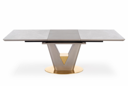 Eettafel 'Valentino' 160-220cm - Grijs/ messing