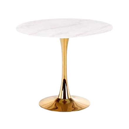 Eettafel 'Navarra' Rond 90cm - Marmer/Goud