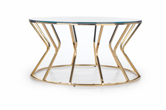 Salontafel 'Afina' rond 90cm - Glas/messing