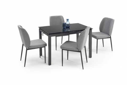 Eettafel 'Jasper' 110-170cm - Zwart/grijs