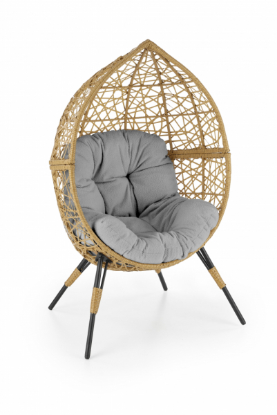 Fauteuil 'Oskar' - Natuurlijk/grijs