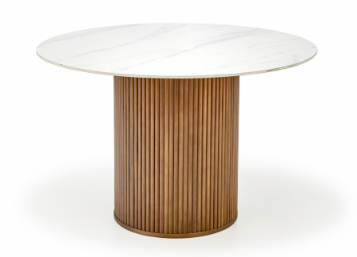 Eettafel 'Bruno' Rond 120cm - Notenhout/marmer