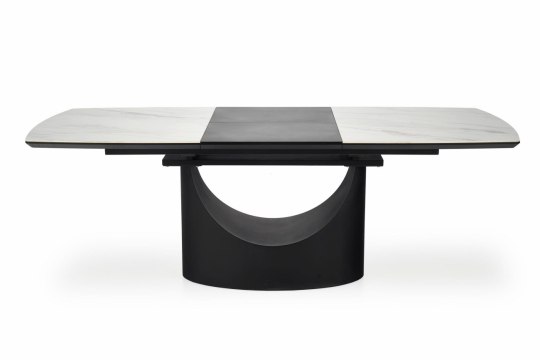 Eettafel 'Osman' 160-220cm - Wit/zwart