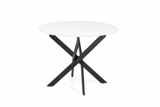 Eettafel 'Edgar' Rond 100cm - Wit/zwart