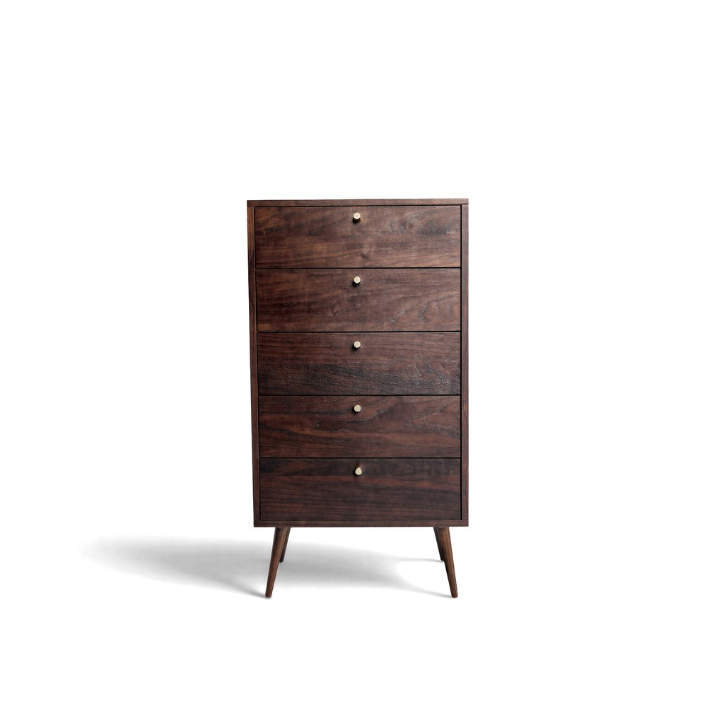 Lade 'Prime' 5 lades - Walnoot/Messing