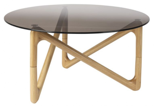 Salontafel 'Naia' Rond 80cm - Natuurlijk/Glas