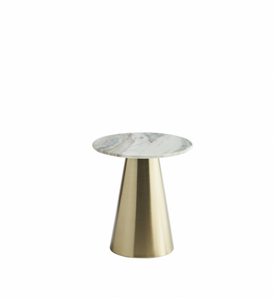 Bijzettafel 'Iron' Rond 40cm - Messing/marmer