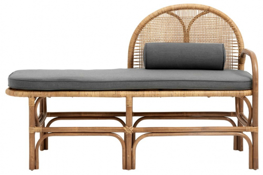 Bank/Chaise longue 'Bali' - Rotan/Grijs