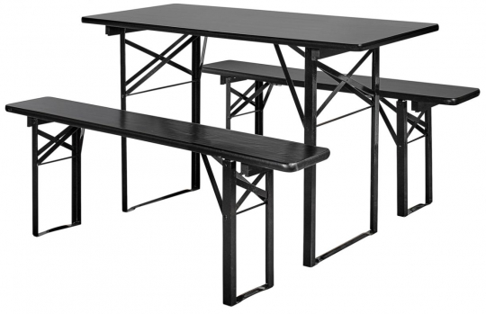 Tafel en banken 'Garden' 160x60cm - Zwart