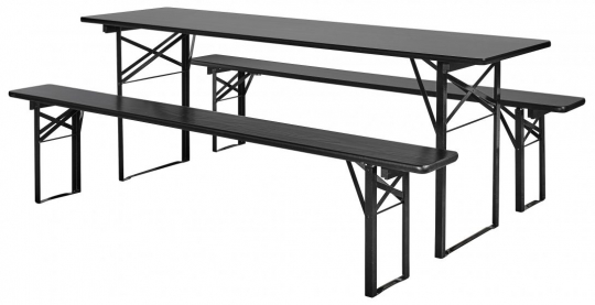 Tafel en banken 'Garden' 220x60cm - Zwart