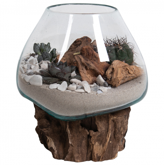 Decoratie 'Waterdrop' - Hout/Glas