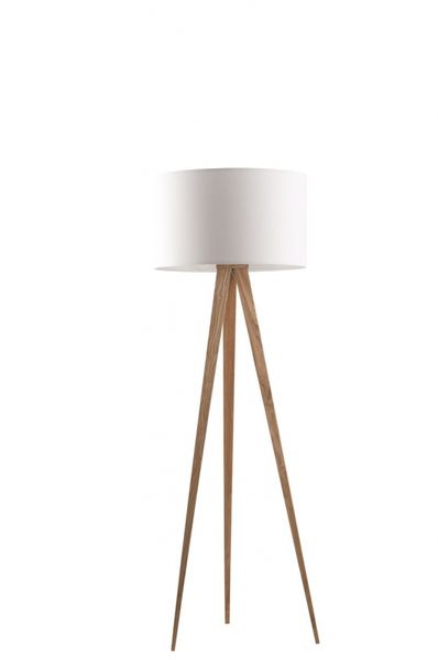 Vloerlamp 'Tripod' - Hout en wit