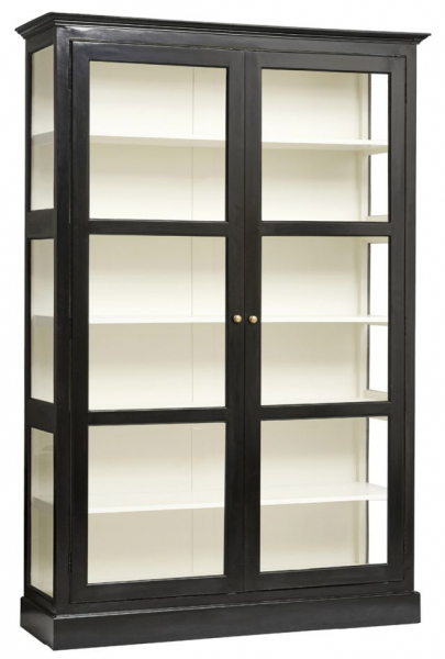 Vitrinekast 'Classic' - Zwart/Wit L