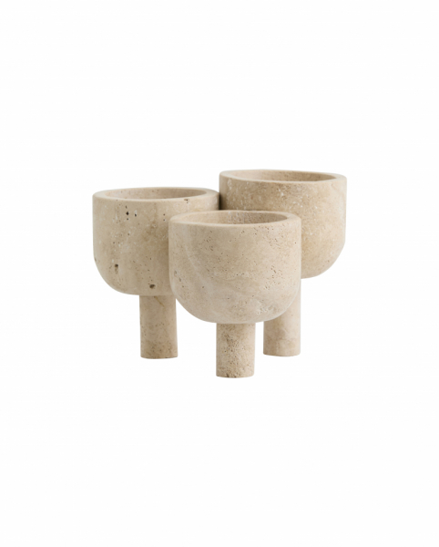 3-pack Potten 'Roca' - Travertin
