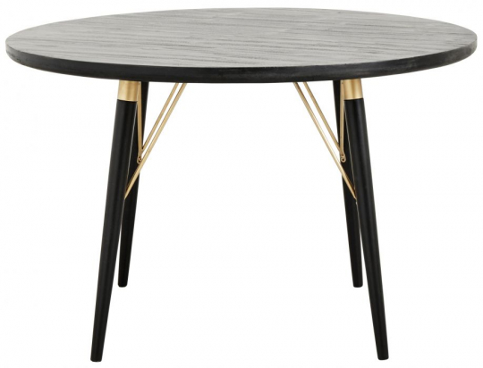Eettafel 'Black Wood' Rond 120cm - Zwart