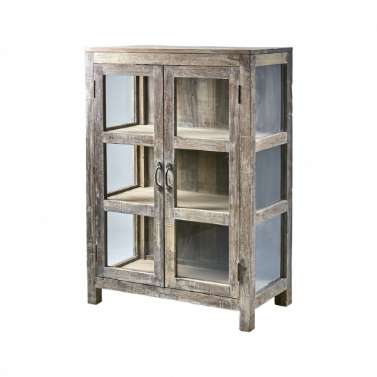 Vitrinekast 'Riko' 120cm - Gerecycled hout